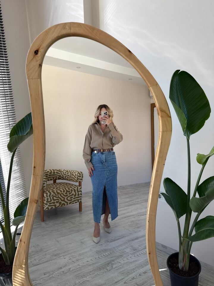 Lazer Kesim Yırtmaçlı Uzun Etek