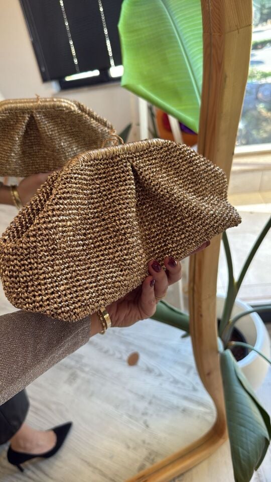 El Örgüsü Portföy Çanta/Gold