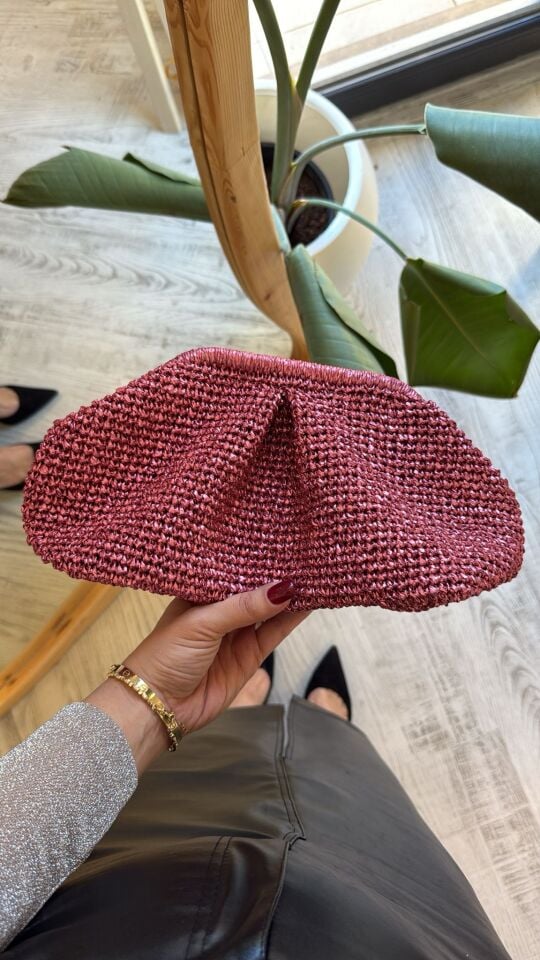 El Örgüsü Portföy Çanta/Pembe