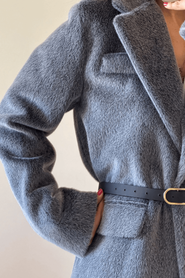 Kırçıllı Kemerli Blazer Ceket