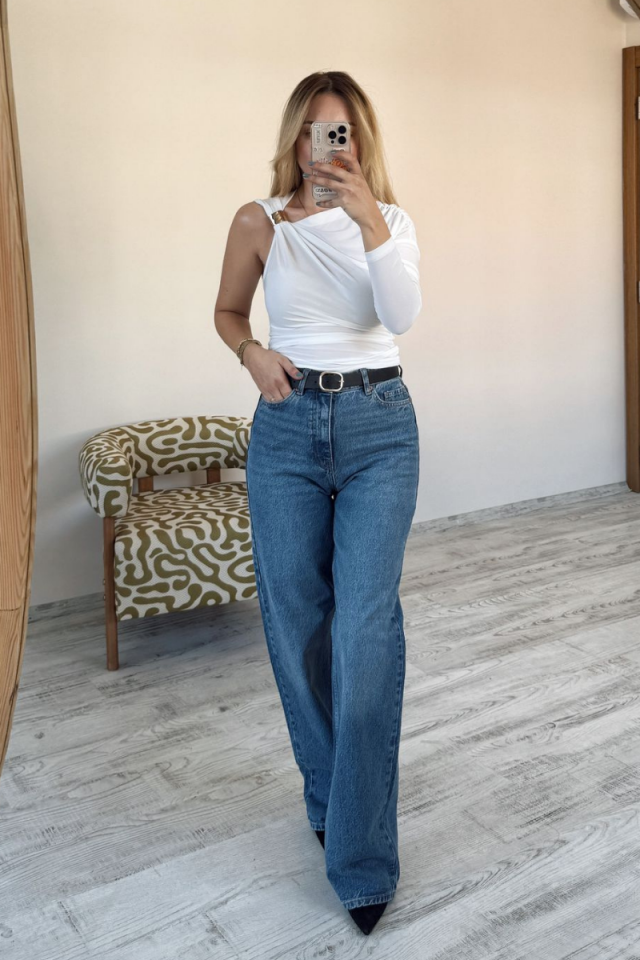 Lacivert Zr Model Straight Yüksek Bel Jean