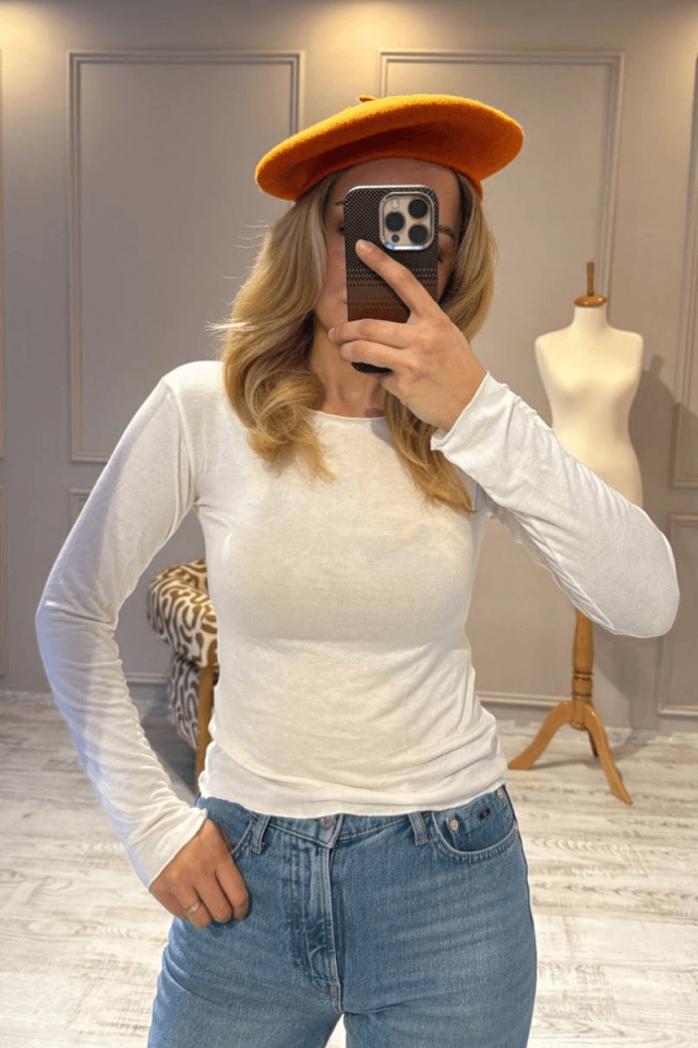 Transparan Kayık Yaka Body / Beyaz