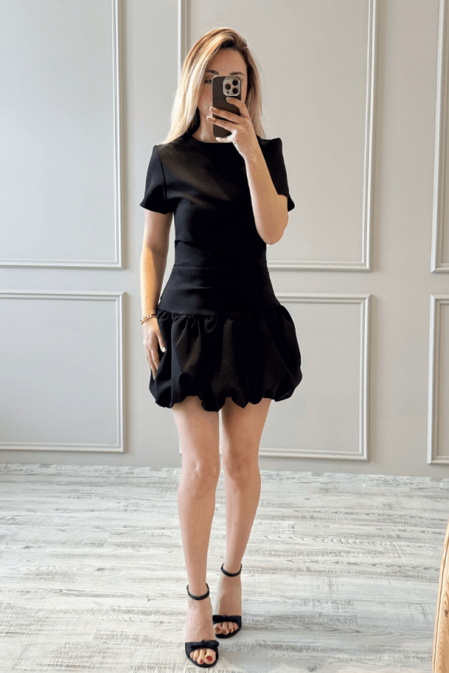 Balon Etek Mini Siyah Elbise