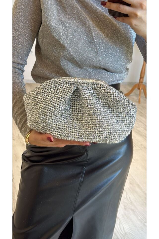 Gümüş El Örgüsü Portföy Çanta