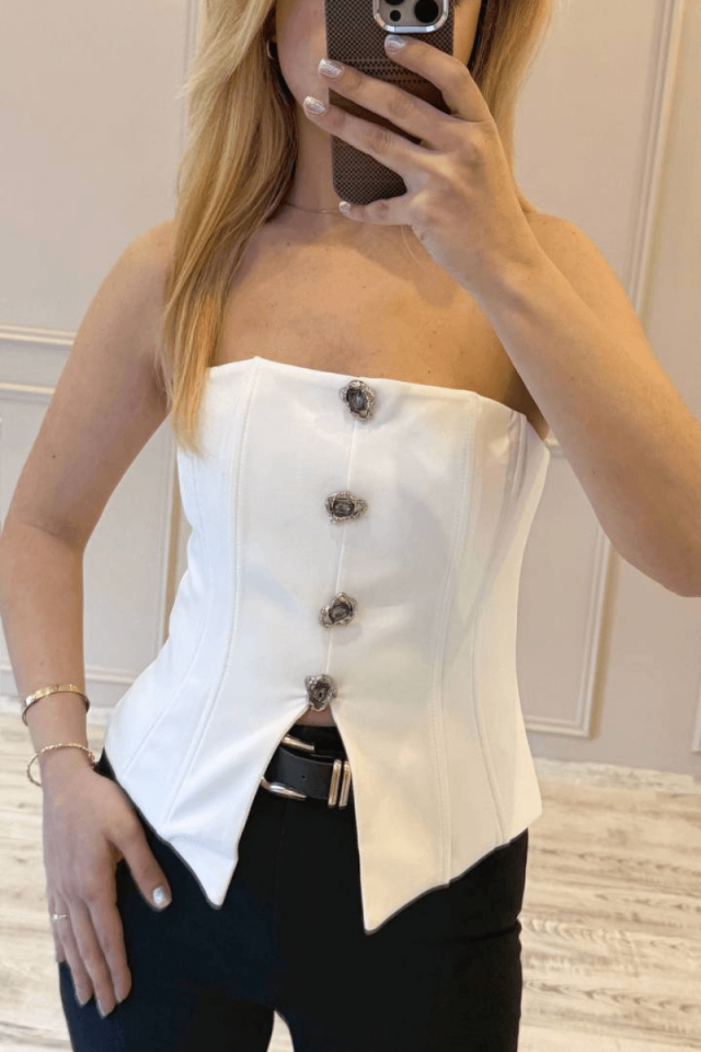 Beyaz Straplez Büstiyer