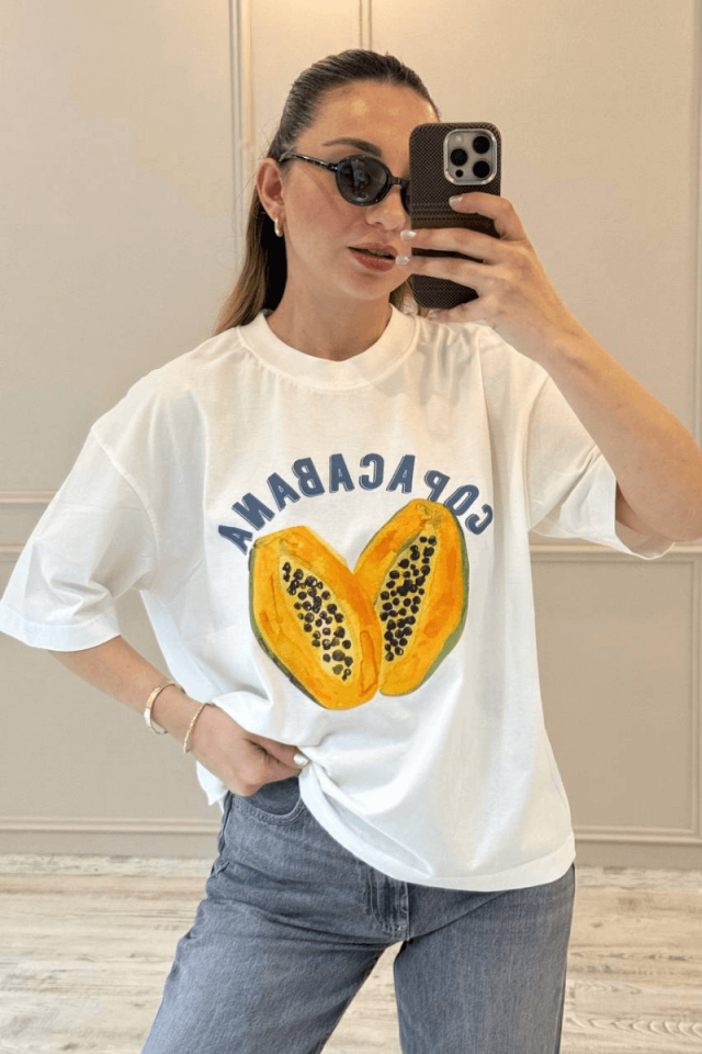 Baskılı Pamuklu T-shirt